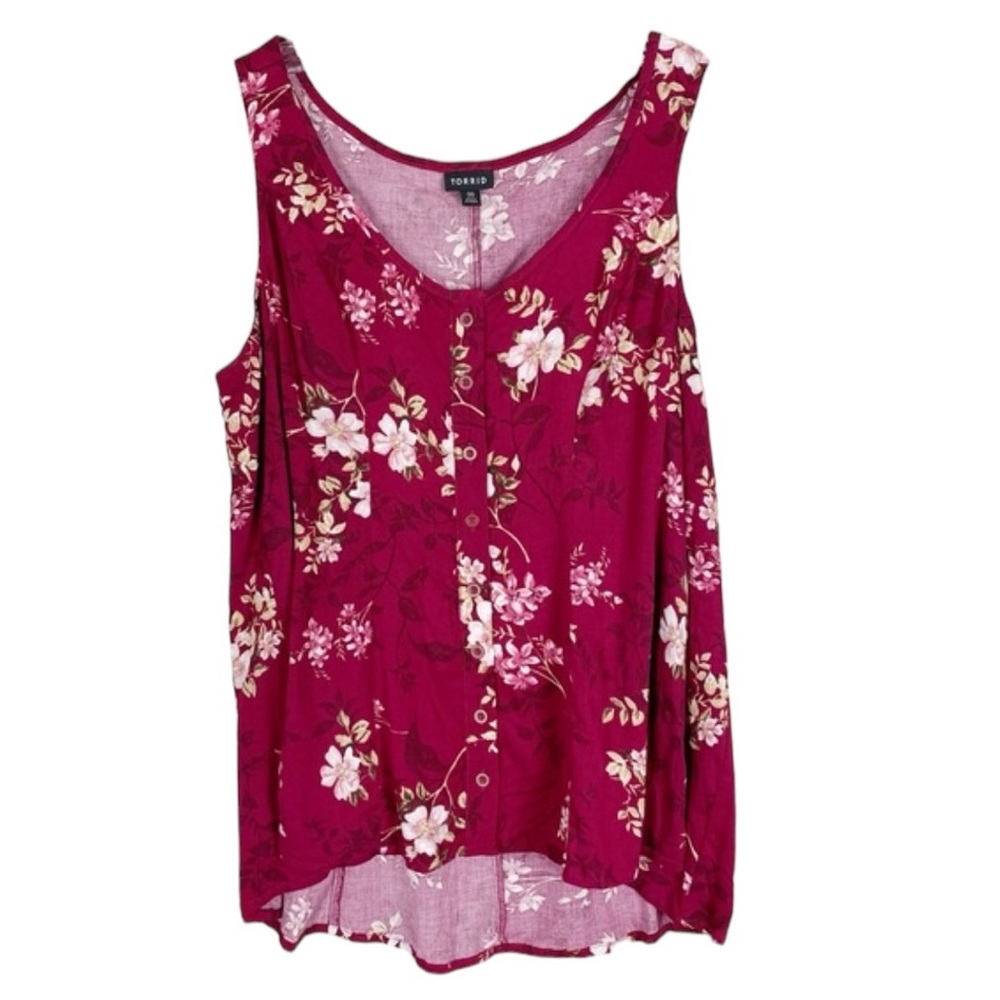 TORRID: Fit And Flare Stretch Challis Button-Front Tank -Size 1 / 1X - Picture 4 of 12